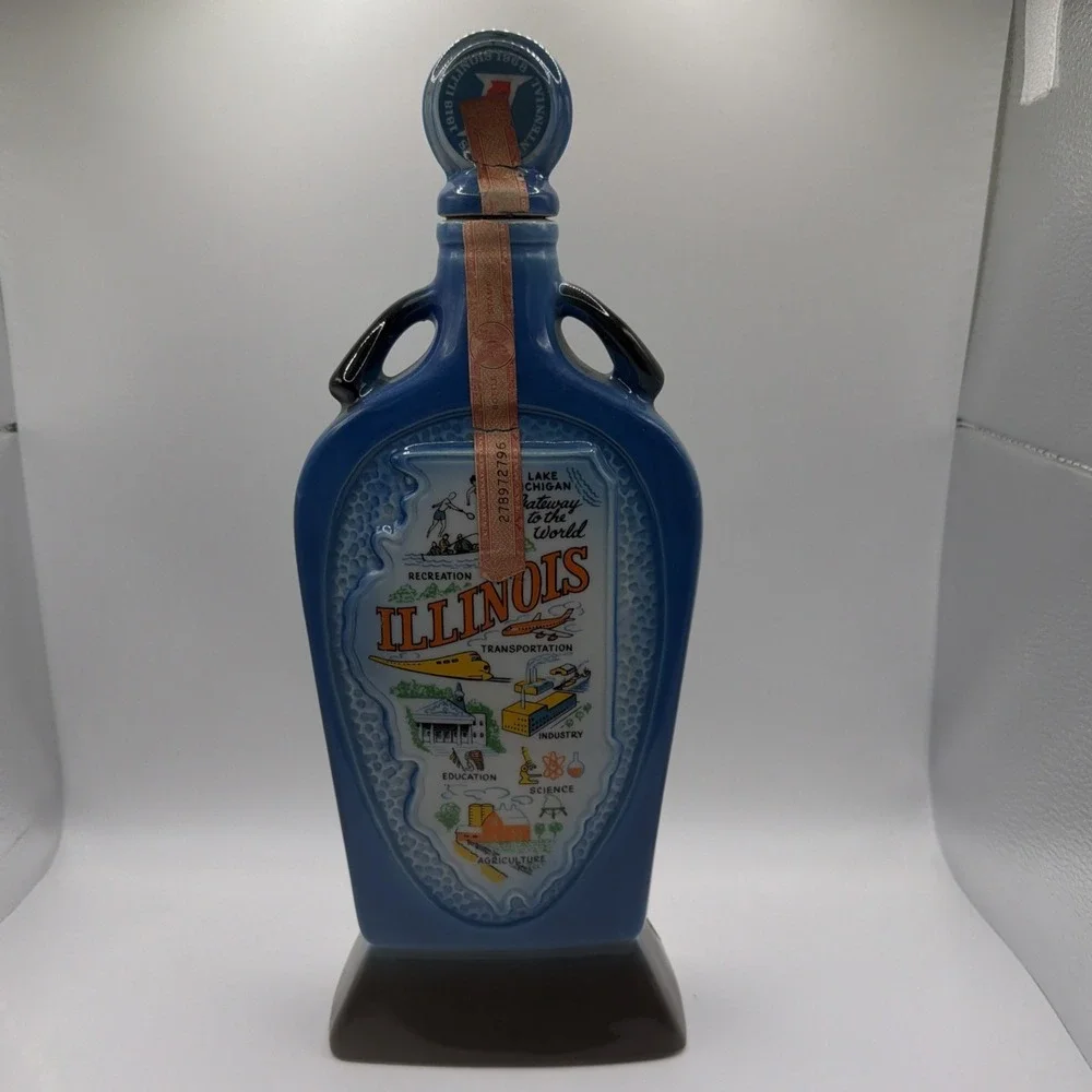 Vintage 1968 Jim Beam Illinois Sesquicentennial EMPTY Decanter Bottle 1818-1968‎